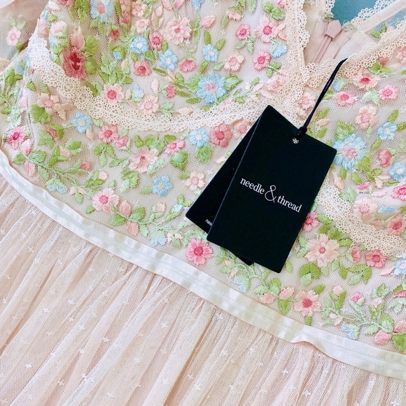 Needle & Thread Dress Pink Ribbon Bouquet Bodice Ankle Gown Tulle Plus Size 14 - Picture 8 of 8